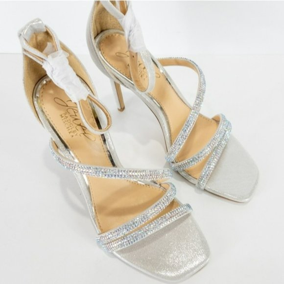 Jewel By Badgley Mischka Naylor Evening Sandals Silver -5.5 - Picture 3 of 4
